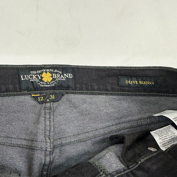 Lucky Brand Black/Gray Olivia Skinny Denim Jeans Size 12 / 31 Stretch - Picture 5 of 8